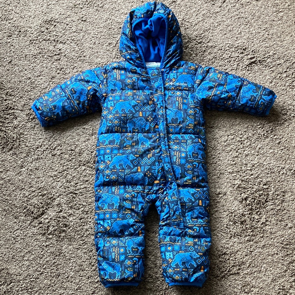 Columbia Blue Patterned Kids Snowsuit